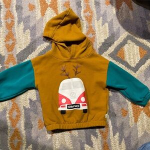 Brown and teal colorblock drop shoulder “oversized” hoodie-Christmas